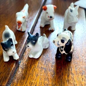 6 Vintage Little Dogs. 4 Terriers,1 Dachshund & one Black&White Cocker Spaniel.